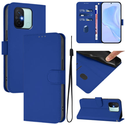 Skin Feel Solid Color Leather Phone Case with Lanyard, For Redmi 12C / 11A
