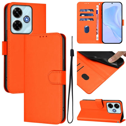 Skin Feel Solid Color Leather Phone Case with Lanyard, For Redmi 13 4G Global / 13 5G Global