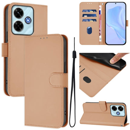 Skin Feel Solid Color Leather Phone Case with Lanyard, For Redmi 13 4G Global / 13 5G Global
