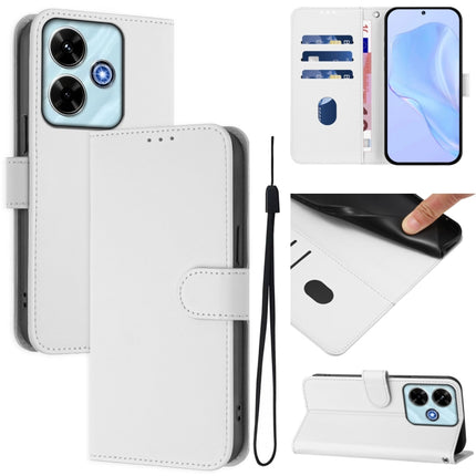 Skin Feel Solid Color Leather Phone Case with Lanyard, For Redmi 13 4G Global / 13 5G Global