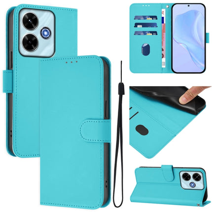 Skin Feel Solid Color Leather Phone Case with Lanyard, For Redmi 13 4G Global / 13 5G Global