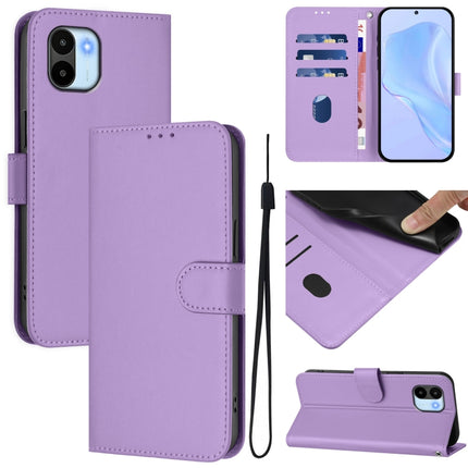 Skin Feel Solid Color Leather Phone Case with Lanyard, For Redmi A1 4G Global / A2 4G