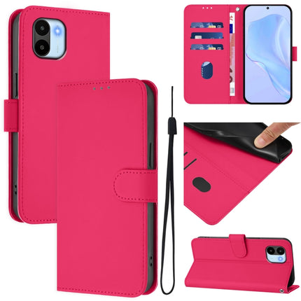 Skin Feel Solid Color Leather Phone Case with Lanyard, For Redmi A1 4G Global / A2 4G