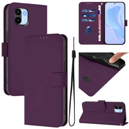 Skin Feel Solid Color Leather Phone Case with Lanyard, For Redmi A1 4G Global / A2 4G