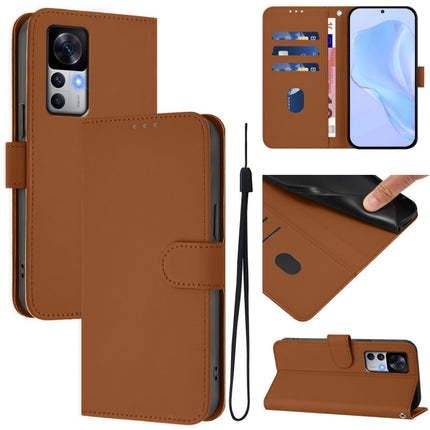 Skin Feel Solid Color Leather Phone Case with Lanyard, For Redmi K50 Ultra