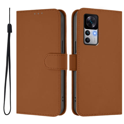 Skin Feel Solid Color Leather Phone Case with Lanyard, For Redmi K50 Ultra