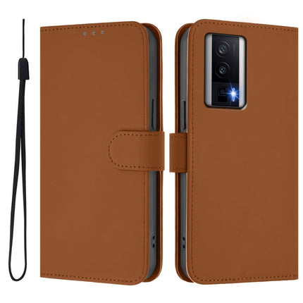 Skin Feel Solid Color Leather Phone Case with Lanyard, For Redmi K60 / K60 Pro