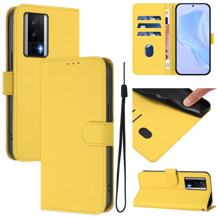 Skin Feel Solid Color Leather Phone Case with Lanyard, For Redmi K60 / K60 Pro