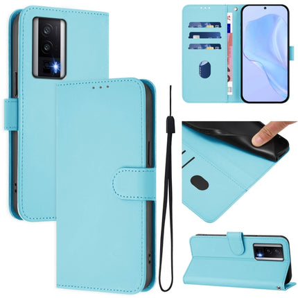 Skin Feel Solid Color Leather Phone Case with Lanyard, For Redmi K60 / K60 Pro