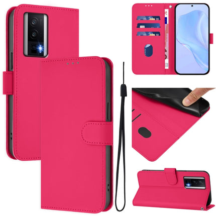 Skin Feel Solid Color Leather Phone Case with Lanyard, For Redmi K60 / K60 Pro