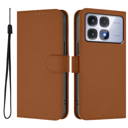 Skin Feel Solid Color Leather Phone Case with Lanyard, For Redmi K70 Ultra Global