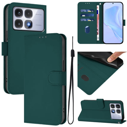 Skin Feel Solid Color Leather Phone Case with Lanyard, For Redmi K70 Ultra Global