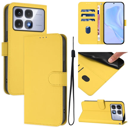 Skin Feel Solid Color Leather Phone Case with Lanyard, For Redmi K70 Ultra Global