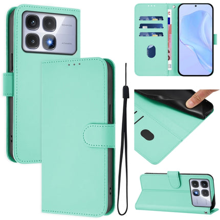 Skin Feel Solid Color Leather Phone Case with Lanyard, For Redmi K70 Ultra Global