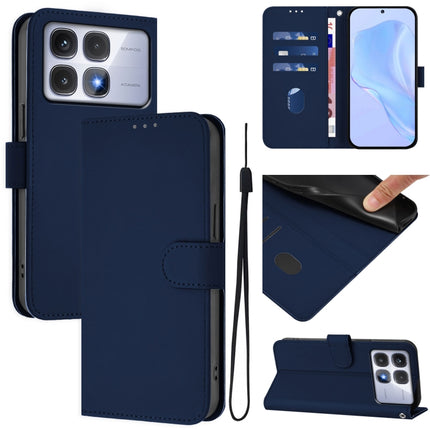 Skin Feel Solid Color Leather Phone Case with Lanyard, For Redmi K70 Ultra Global