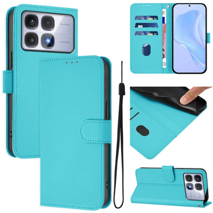 Skin Feel Solid Color Leather Phone Case with Lanyard, For Redmi K70 Ultra Global
