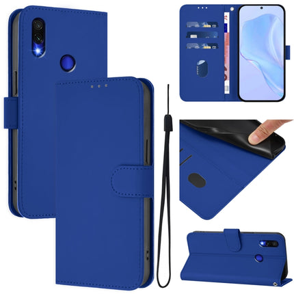 Skin Feel Solid Color Leather Phone Case with Lanyard, For Redmi Note 7 / 7 Pro / 7S