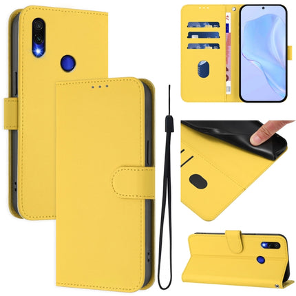Skin Feel Solid Color Leather Phone Case with Lanyard, For Redmi Note 7 / 7 Pro / 7S