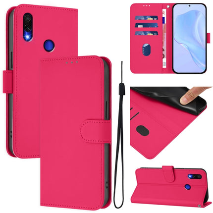 Skin Feel Solid Color Leather Phone Case with Lanyard, For Redmi Note 7 / 7 Pro / 7S