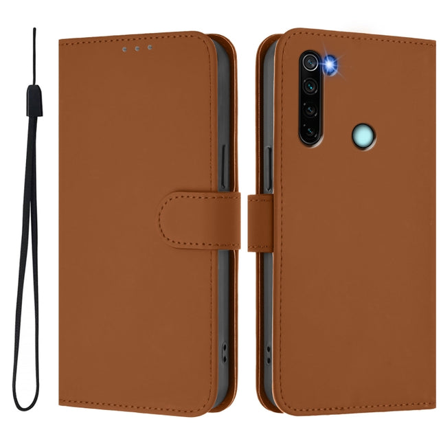Skin Feel Solid Color Leather Phone Case with Lanyard, For Redmi Note 8