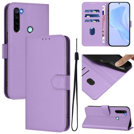 Skin Feel Solid Color Leather Phone Case with Lanyard, For Redmi Note 8