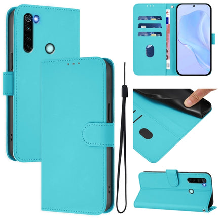 Skin Feel Solid Color Leather Phone Case with Lanyard, For Redmi Note 8