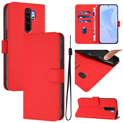 Skin Feel Solid Color Leather Phone Case with Lanyard, For Redmi Note 8 Pro