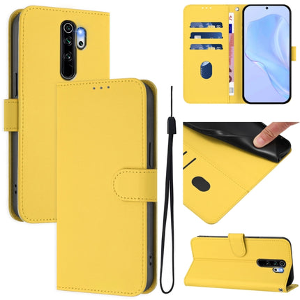 Skin Feel Solid Color Leather Phone Case with Lanyard, For Redmi Note 8 Pro