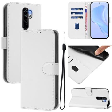Skin Feel Solid Color Leather Phone Case with Lanyard, For Redmi Note 8 Pro