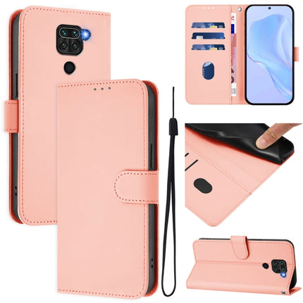 Skin Feel Solid Color Leather Phone Case with Lanyard, For Redmi Note 9 4G Global / 10X 4G