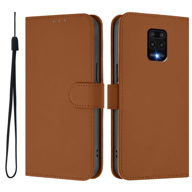 Skin Feel Solid Color Leather Phone Case with Lanyard, For Redmi Note 9 Pro 4G / 9S 4G