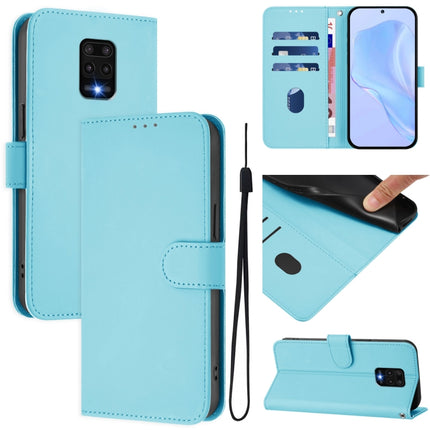 Skin Feel Solid Color Leather Phone Case with Lanyard, For Redmi Note 9 Pro 4G / 9S 4G