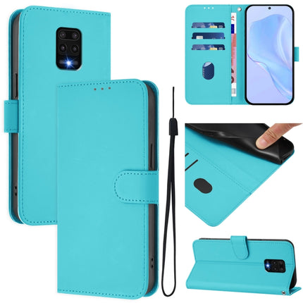 Skin Feel Solid Color Leather Phone Case with Lanyard, For Redmi Note 9 Pro 4G / 9S 4G