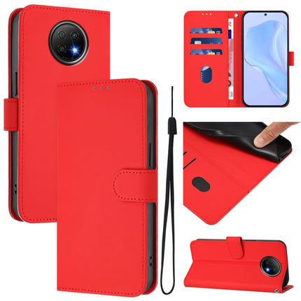 Skin Feel Solid Color Leather Phone Case with Lanyard, For Redmi Note 9T Global