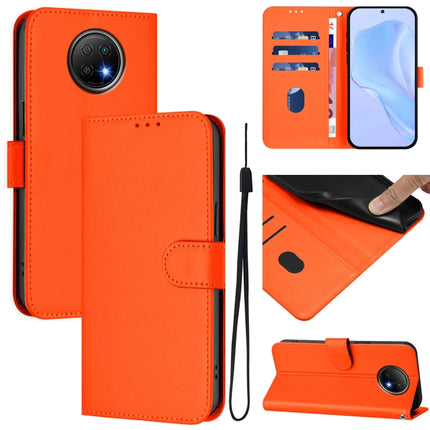 Skin Feel Solid Color Leather Phone Case with Lanyard, For Redmi Note 9T Global