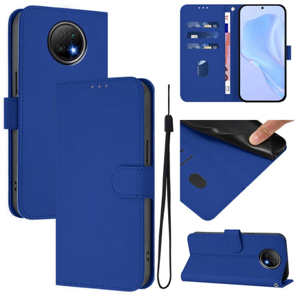 Skin Feel Solid Color Leather Phone Case with Lanyard, For Redmi Note 9T Global