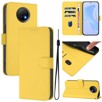 Skin Feel Solid Color Leather Phone Case with Lanyard, For Redmi Note 9T Global