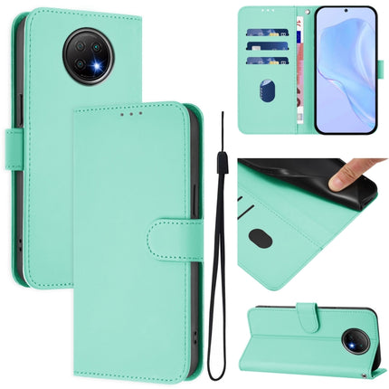 Skin Feel Solid Color Leather Phone Case with Lanyard, For Redmi Note 9T Global