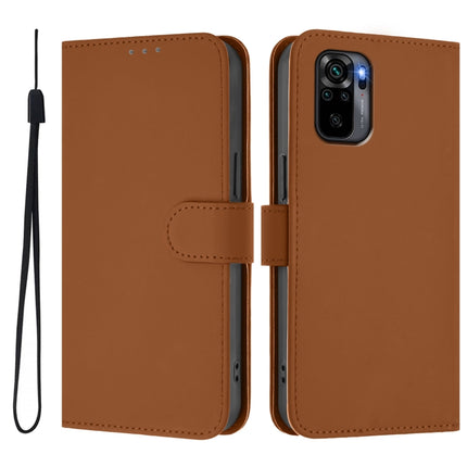 Skin Feel Solid Color Leather Phone Case with Lanyard, For Redmi Note 10 4G / Note 10S 4G