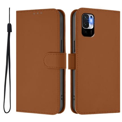 Skin Feel Solid Color Leather Phone Case with Lanyard, For Redmi Note 10 5G / Note 10T 5G