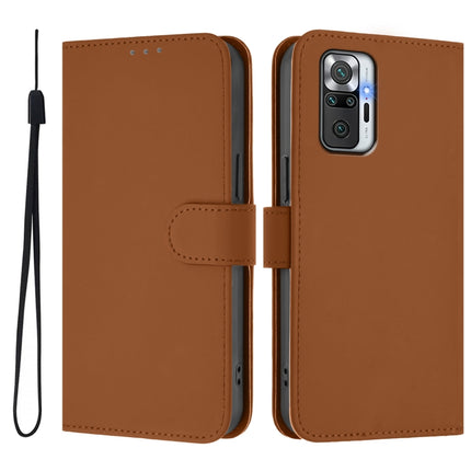 Skin Feel Solid Color Leather Phone Case with Lanyard, For Redmi Note 10 Pro 4G / 10 Pro Max