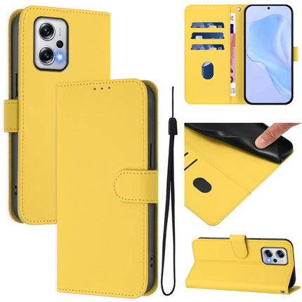 Skin Feel Solid Color Leather Phone Case with Lanyard, For Redmi Note 11T Pro+ 5G