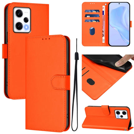 Skin Feel Solid Color Leather Phone Case with Lanyard, For Redmi Note 12 Pro Speed