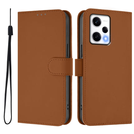 Skin Feel Solid Color Leather Phone Case with Lanyard, For Redmi Note 12 Explorer
