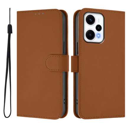 Skin Feel Solid Color Leather Phone Case with Lanyard, For Redmi Note 12 Turbo 5G