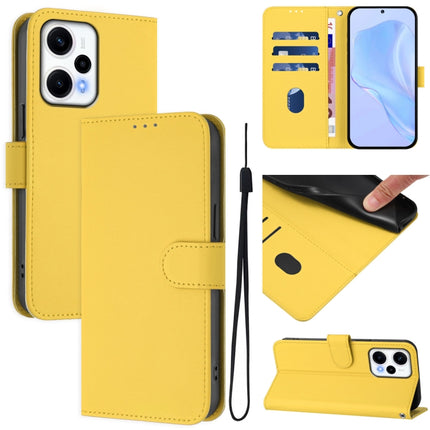 Skin Feel Solid Color Leather Phone Case with Lanyard, For Redmi Note 12 Turbo 5G