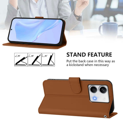 Skin Feel Solid Color Leather Phone Case with Lanyard, For Redmi Note 13 5G Global