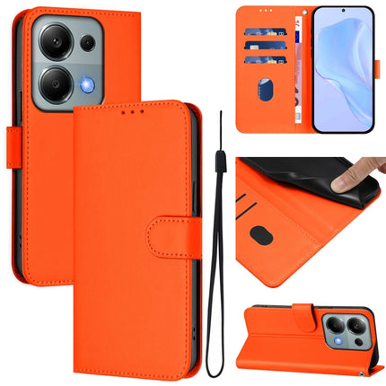 Skin Feel Solid Color Leather Phone Case with Lanyard, For Redmi Note 13 Pro 4G Global