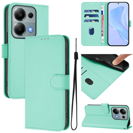 Skin Feel Solid Color Leather Phone Case with Lanyard, For Redmi Note 13 Pro 4G Global