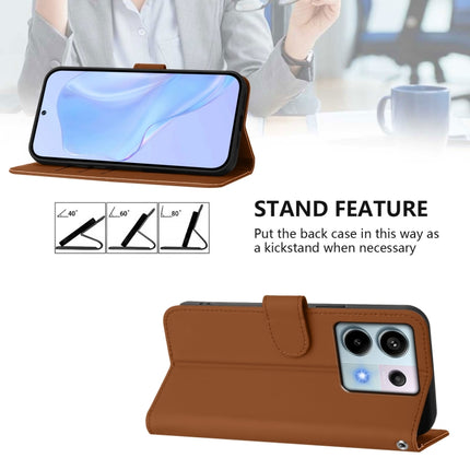 Skin Feel Solid Color Leather Phone Case with Lanyard, For Redmi Note 13 Pro 5G Global